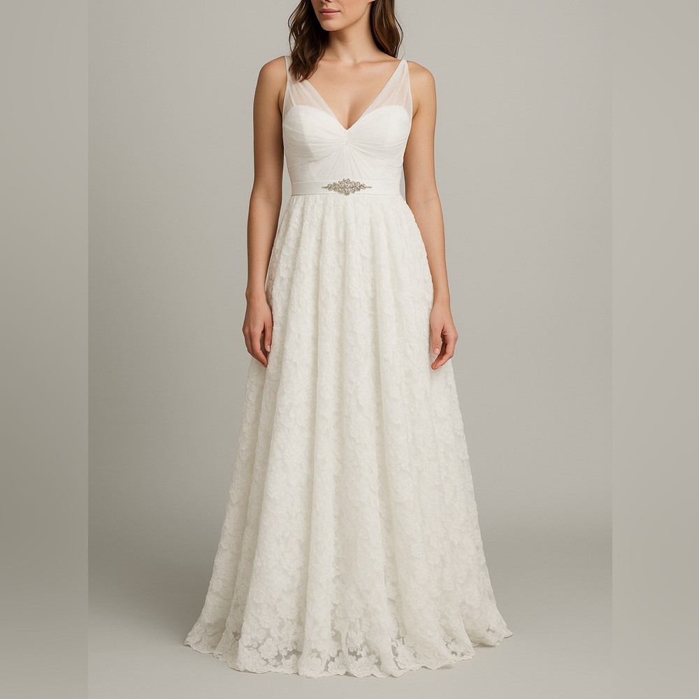 Adrianna Papell Ivory Petal Florette Skirt Gown